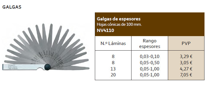 GALGA ESPESORES 13 LAMINAS 0,05-1,00